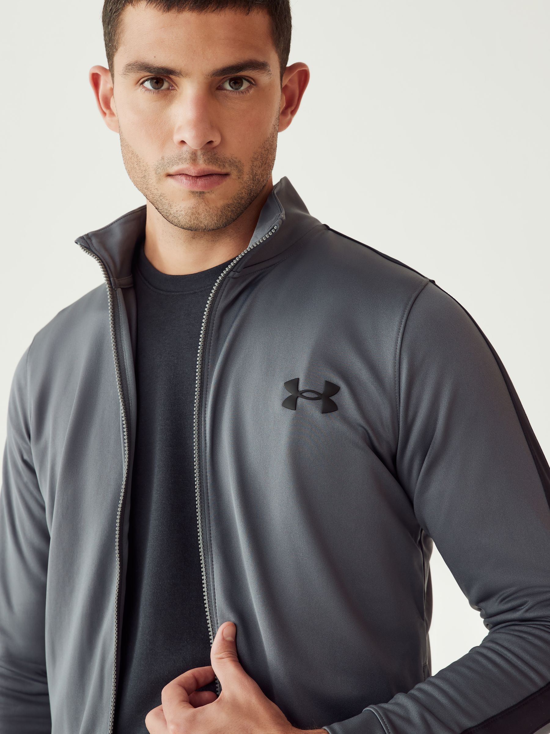 Grijs/zwart - Under Armour Rival gebreid trainingspak met capuchon