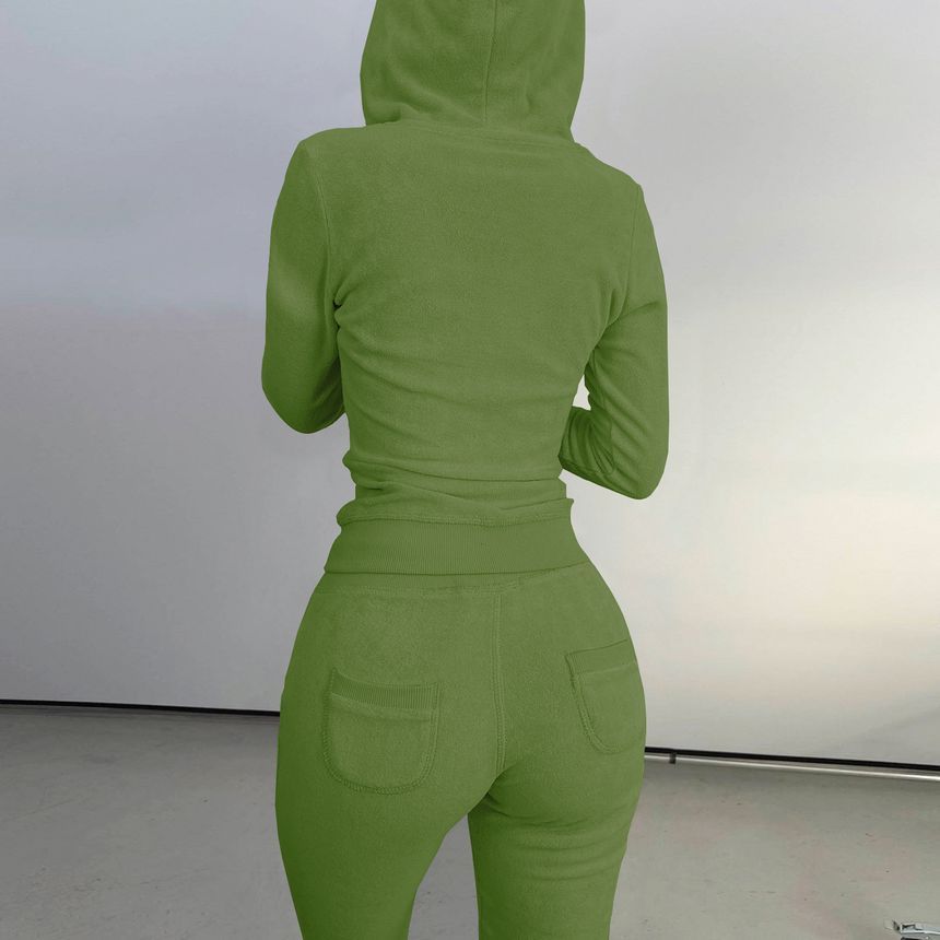 Bolgivy - Set: effen fleece hoodie met rits + tanktop + elastische tailleband met strakke pasvorm