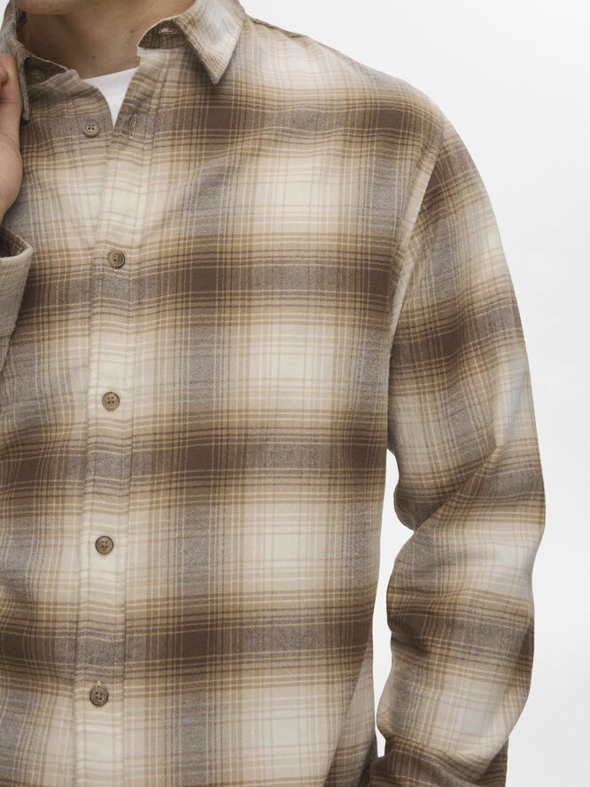 Selected Homme SLHSLIMOWEN-FLANNEL SHIRT LS NOOS Oatmeal/egret