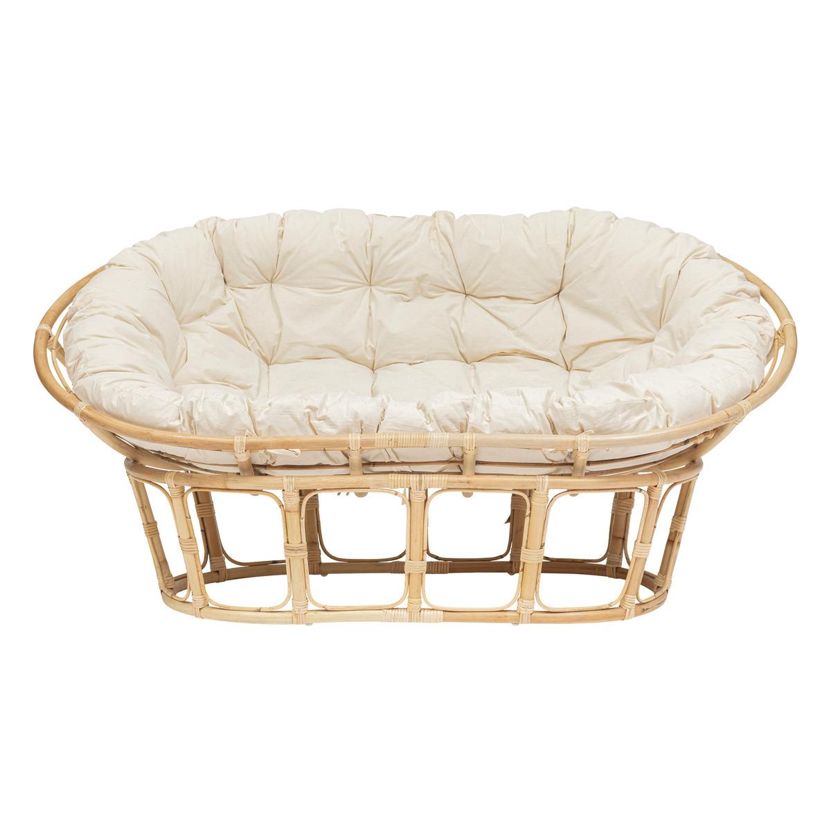 BANQUETTE 2 PLACES ROTIN MAMASAN BLANC