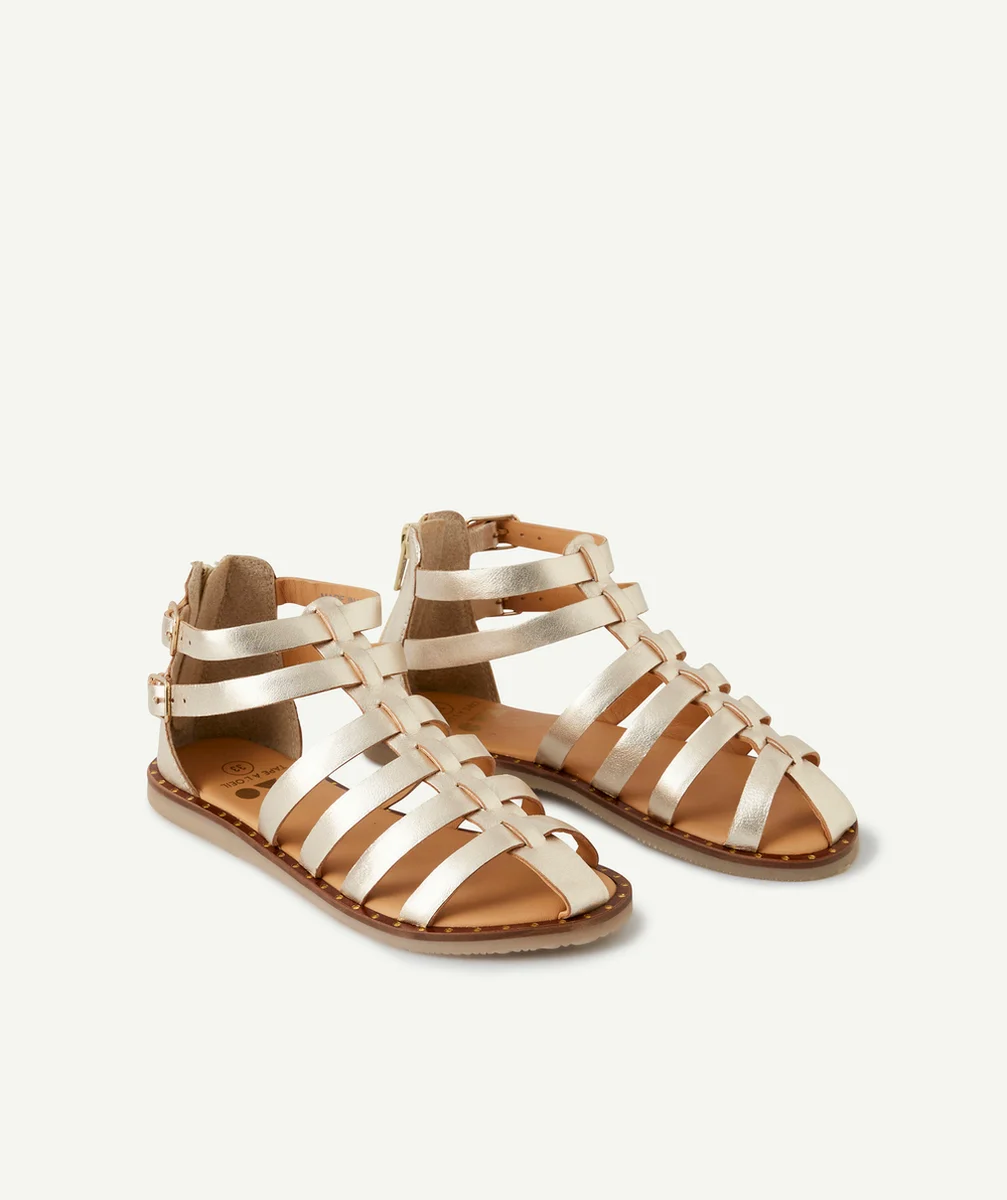 SANDALES COULEUR DORÉE FILLE AVEC LANIÈRES