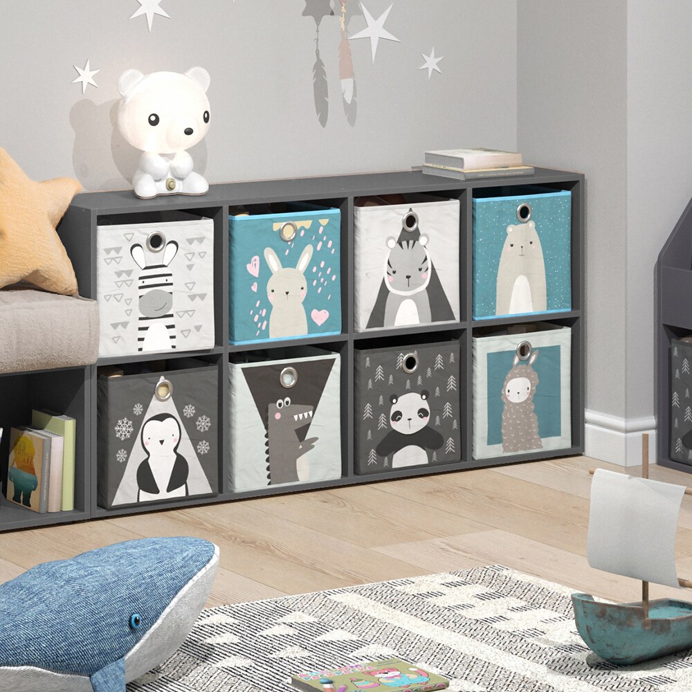 Vicco Raumteiler Standregal Bücherregal 8 Fächer Scutum Grau Kinder-Faltboxen