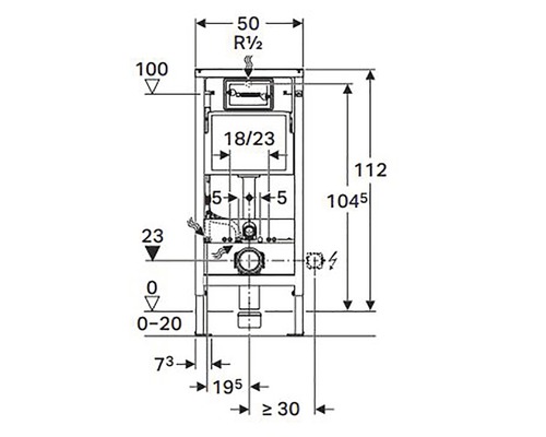Geberit Duofix Basic voorwandelement voor wandcloset UP100 458.103.00.1