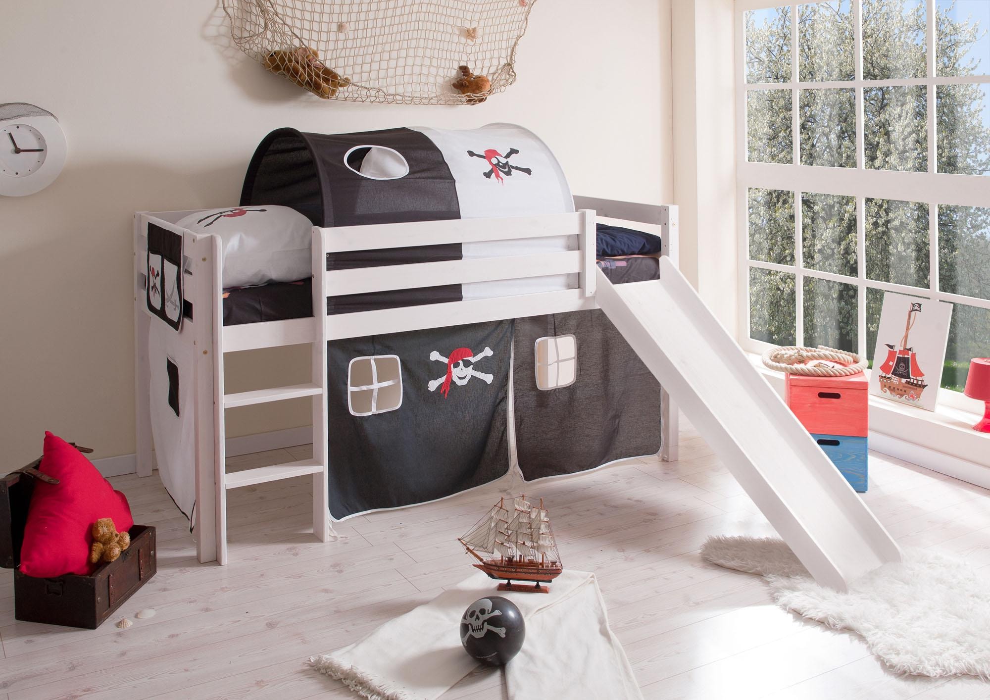 Ticaa Hochbett »Manuel« mit Rollrost, Kiefer massiv natur oder weiss