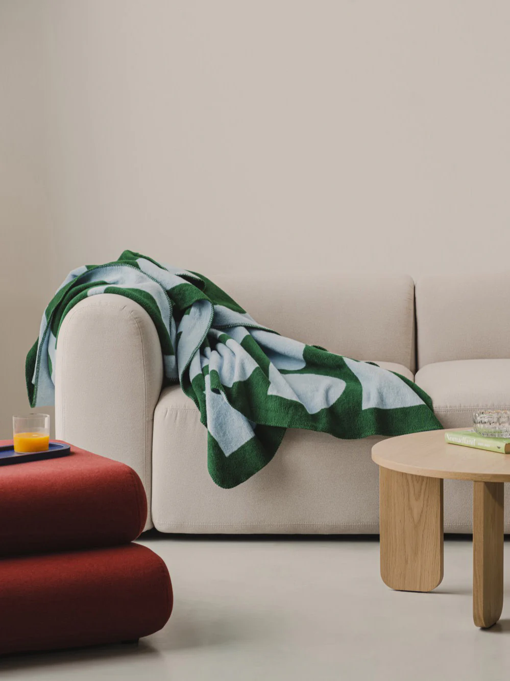 Plaid Gili- bosgroen & babyblauw