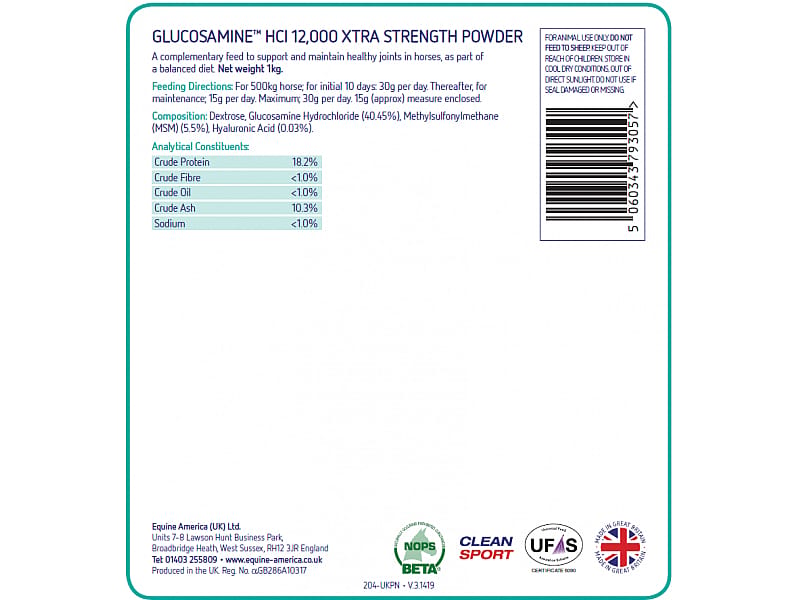 Glucosamine HCl 12000 Equine America 1 kg