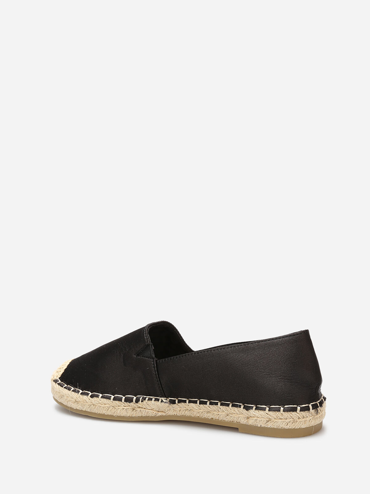 Espadrilles plates à effet satiné- Noir
