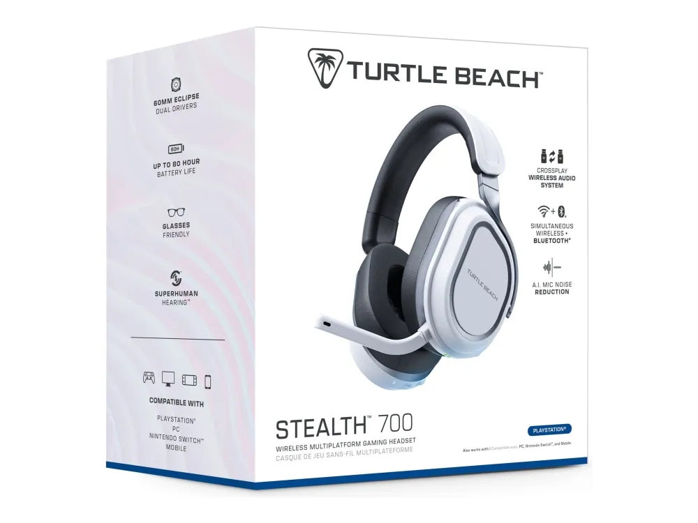 [OUTLET] - Turtle Beach Stealth 700 - 3. generation - headset - fuld størrelse - Bluetooth/2,4 GHz radiofrekvens - trådløs - støjisolerende - hvid