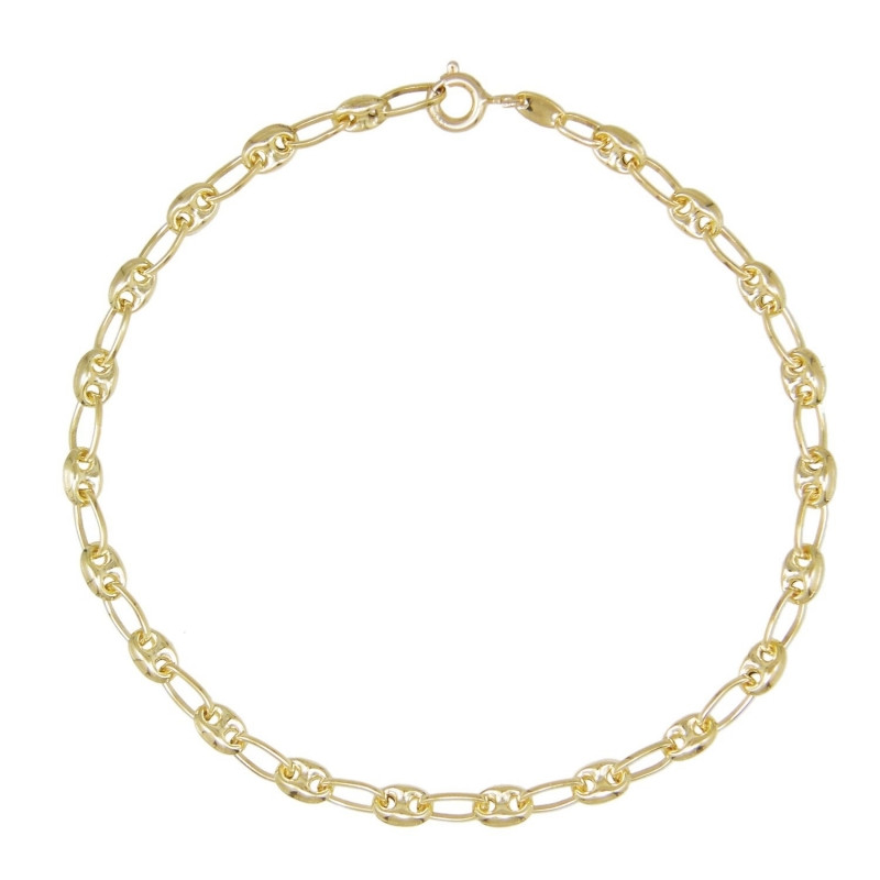 Bracelet Femme Or 18 Carats - Maille Grain de Café - Jaune