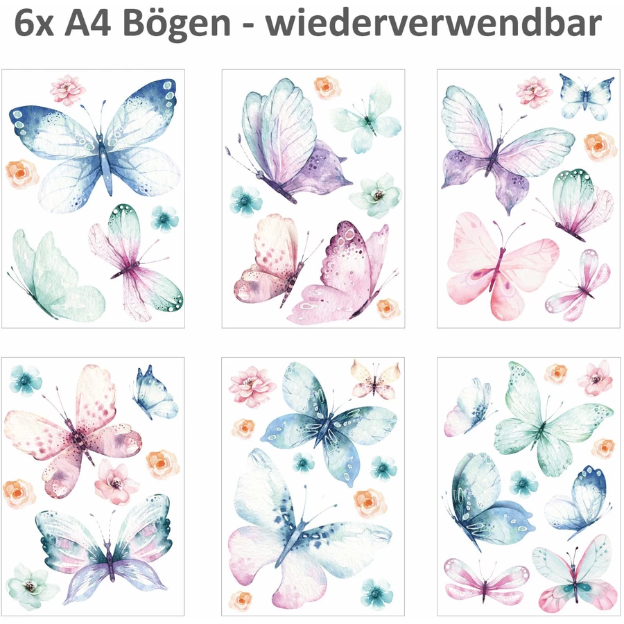 Nikima Fensterbilder Schmetterlinge selbstklebend bunt
