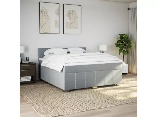 Sommier à lattes de lit avec matelas Gris clair 180x200cm Tissu
