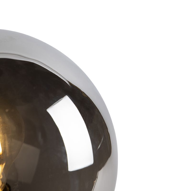 Art deco tafellamp zwart met smoke glas 45,5 cm - Pallon