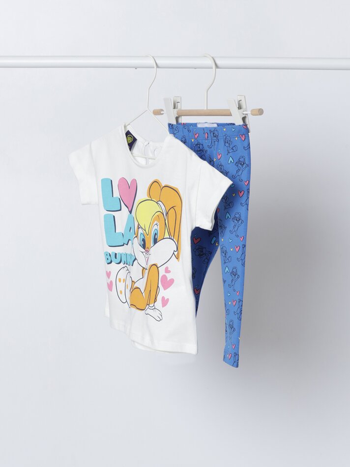Conjunto de camiseta e legging de duas peças - Azul Royal