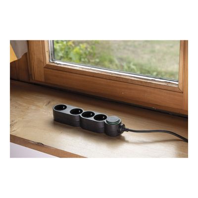 zenitech Home Green - Multiprises avec 4 prises 16A + interupteur - 3680 Watt - 1.5 m cordon - noir