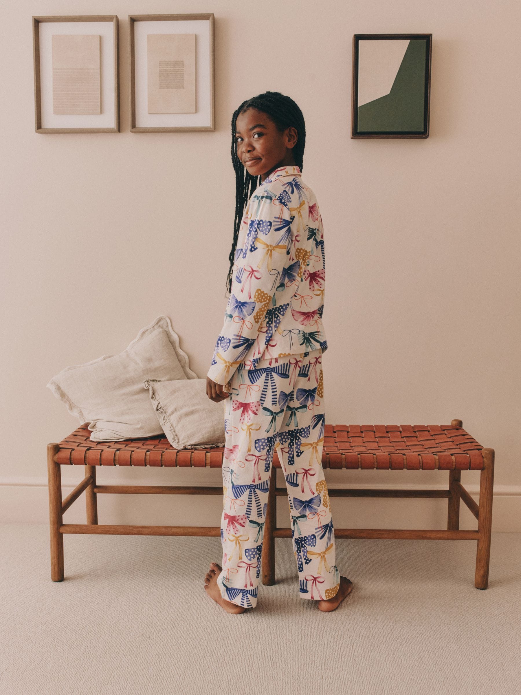 Roze/Groene strikprint - Pyjama met knoopsluiting (3-16jr)
