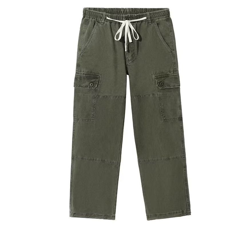 Kantereld - Cargojeans met trekkoord in de taille, effen paneel en rechte pijpen