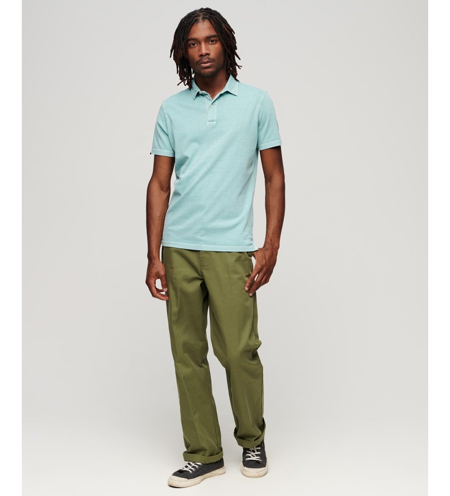 Camisa polo de malha verde da Superdry
