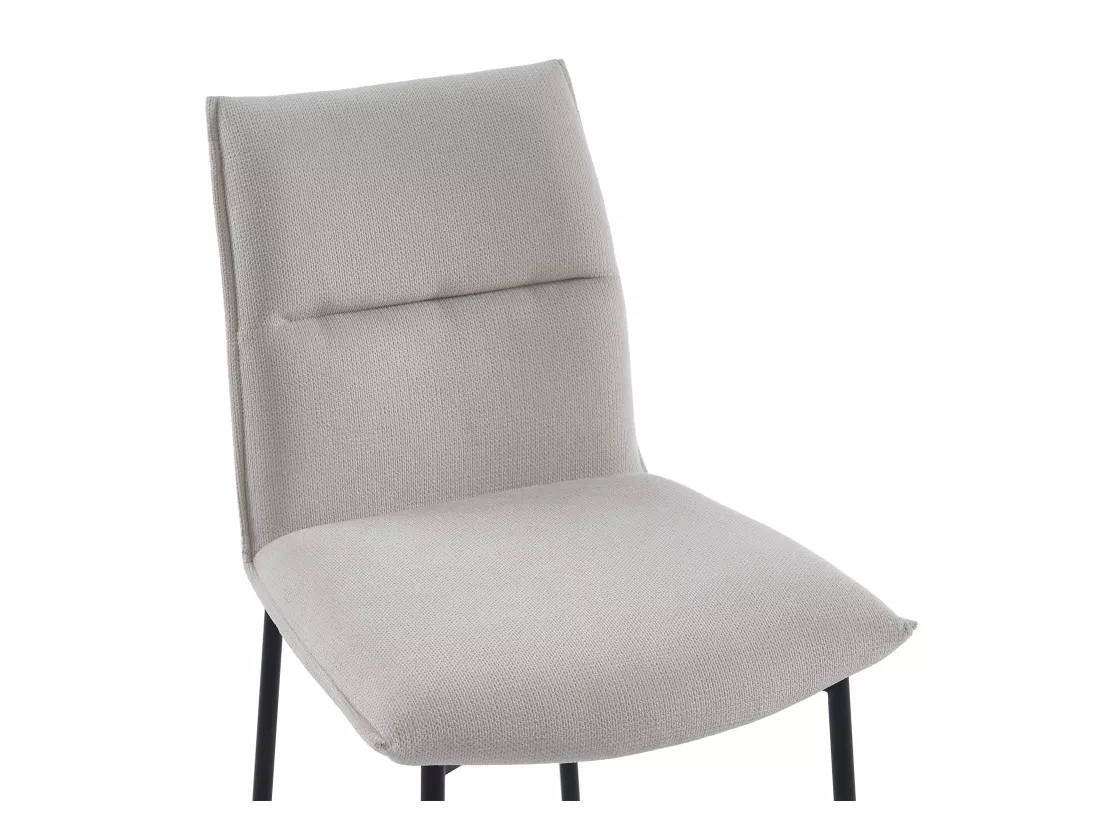 Lot de 2 chaises en tissu et métal noir - Crème - ETIVAL