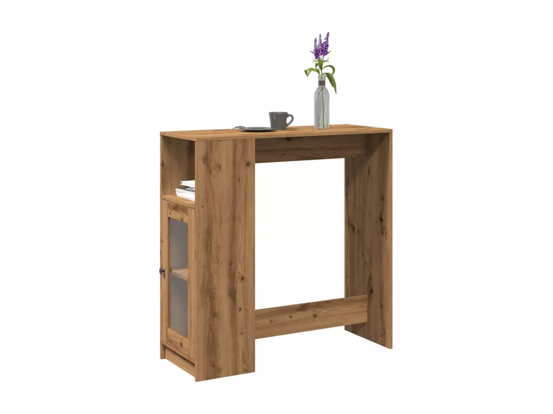 Table de bar avec étagères chêne artisanal bois d'ingénierie