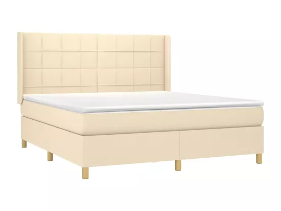 Sommier tapissier avec matelas et LED Crème 160x200 cm Tissu