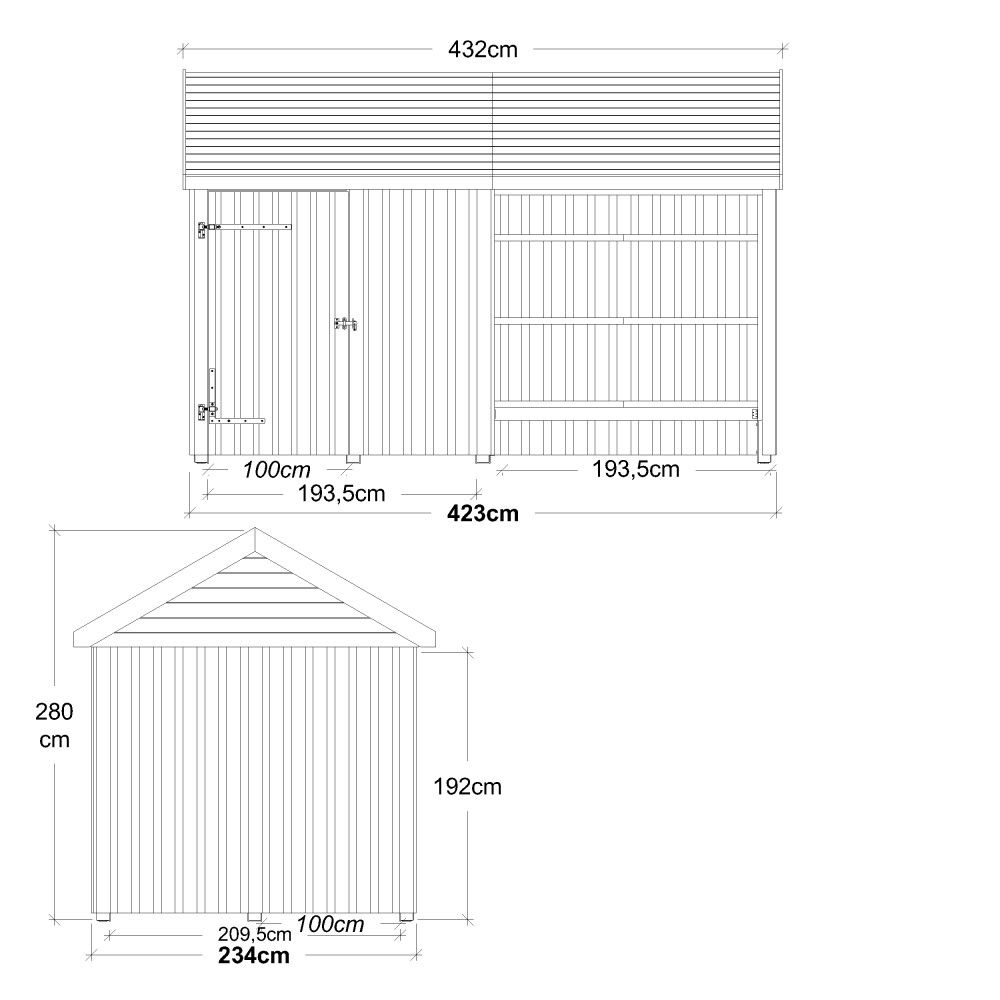 REDSKAPSBOD PLUS CLASSIC MULTI ENKELDØR/ÅPEN FRONT UBEHANDLET 10M²