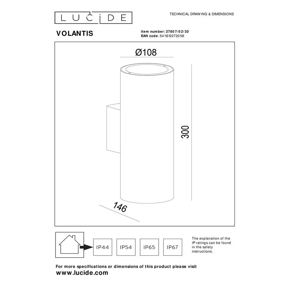 Lucide VOLANTIS Wandspot - Zwart