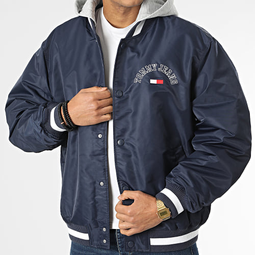 Veste Graphic Satin Bomber 5386 Bleu Marine Gris Chiné