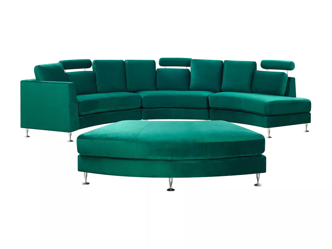 Canapé circulaire modulable en velours vert foncé 8 places ROTUNDE