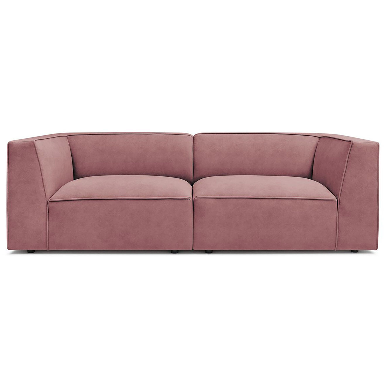 Bobochic Canapé droit fixe 3 places en Velours Molière rose - 233x99x71 cm