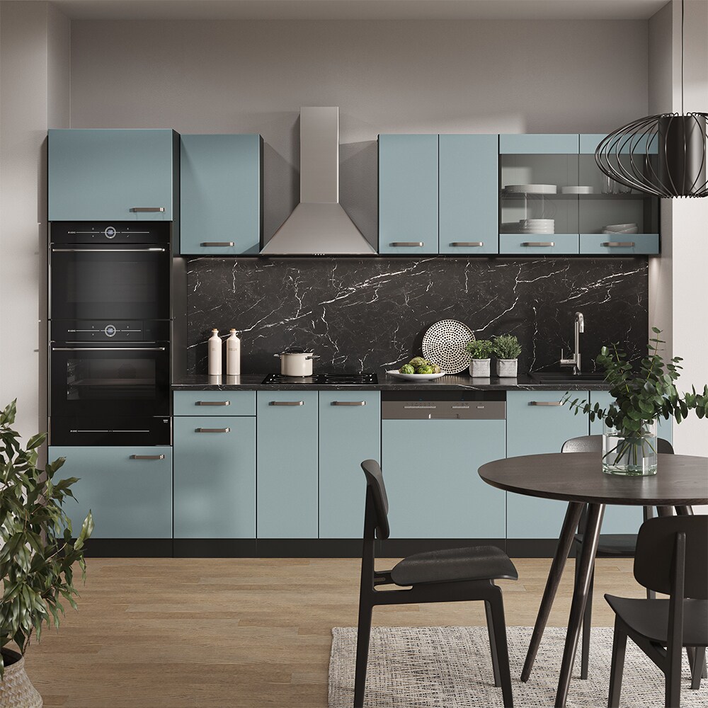 Vicco Küchenzeile R-Line Solid Anthrazit Blau Grau 300 cm modern Küchenschränke Küchenmöbel