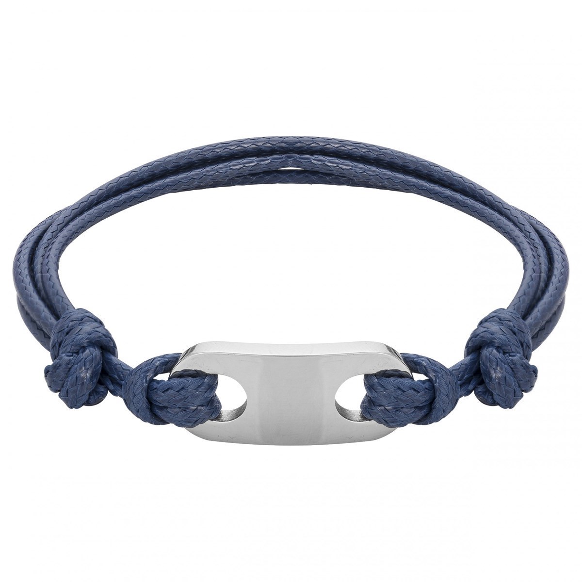 Bracelet souple mono-motif en Acier 316L et cordon - blanc brillant