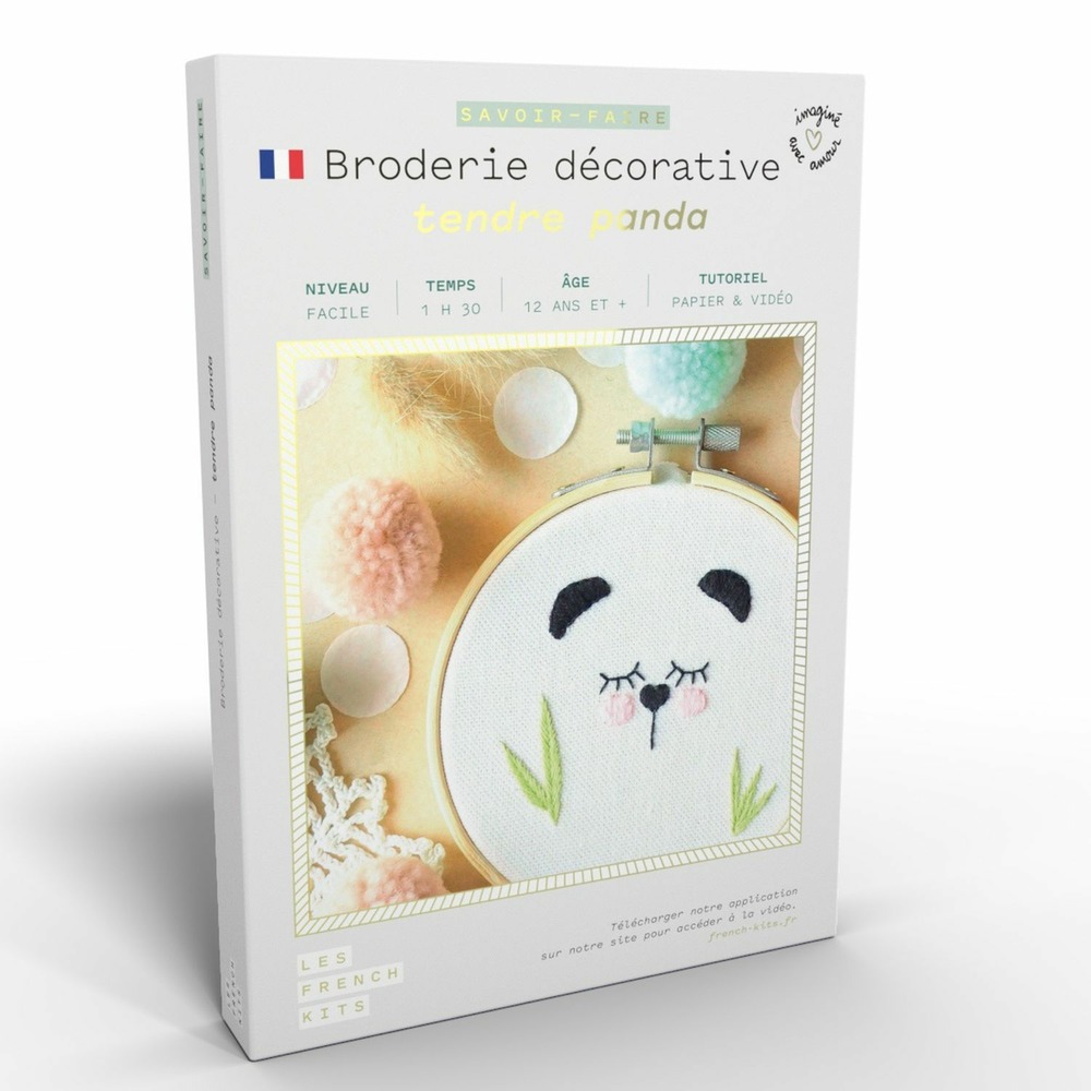 Coffret diy - broderie décorative - tendre panda