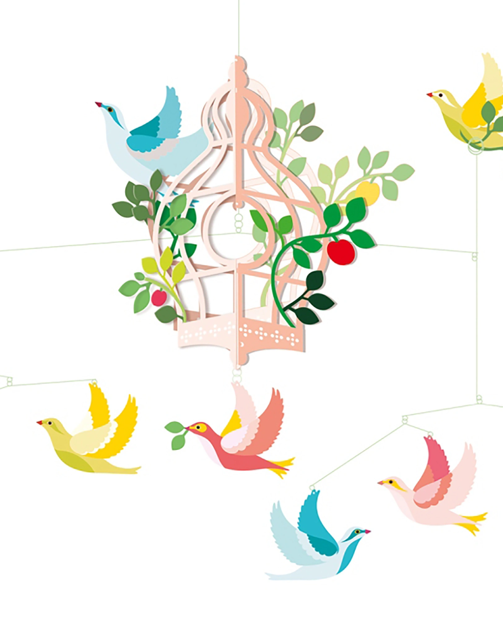 Mobile VOGELKÄFIG in bunt