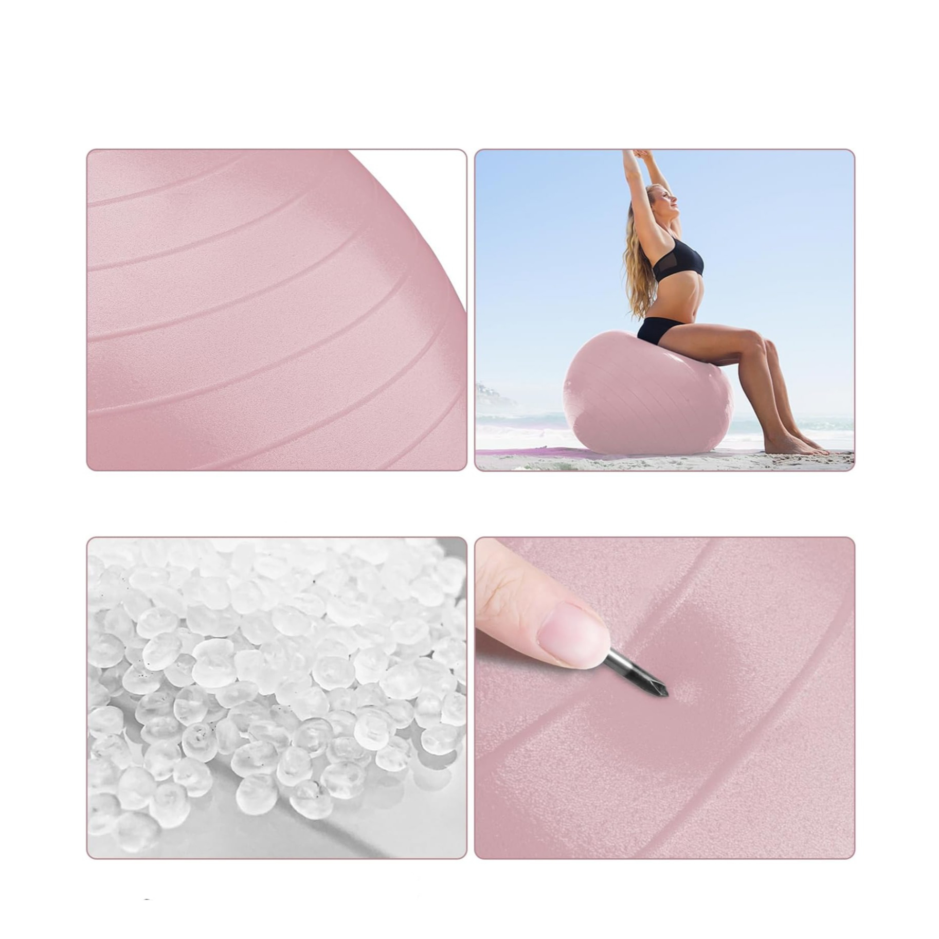 (Ø75cm) Robuster Gymnastikball Sitzball für Yoga / Pilates / Crossfit mit Luftpumpe bis 300kg - Silber