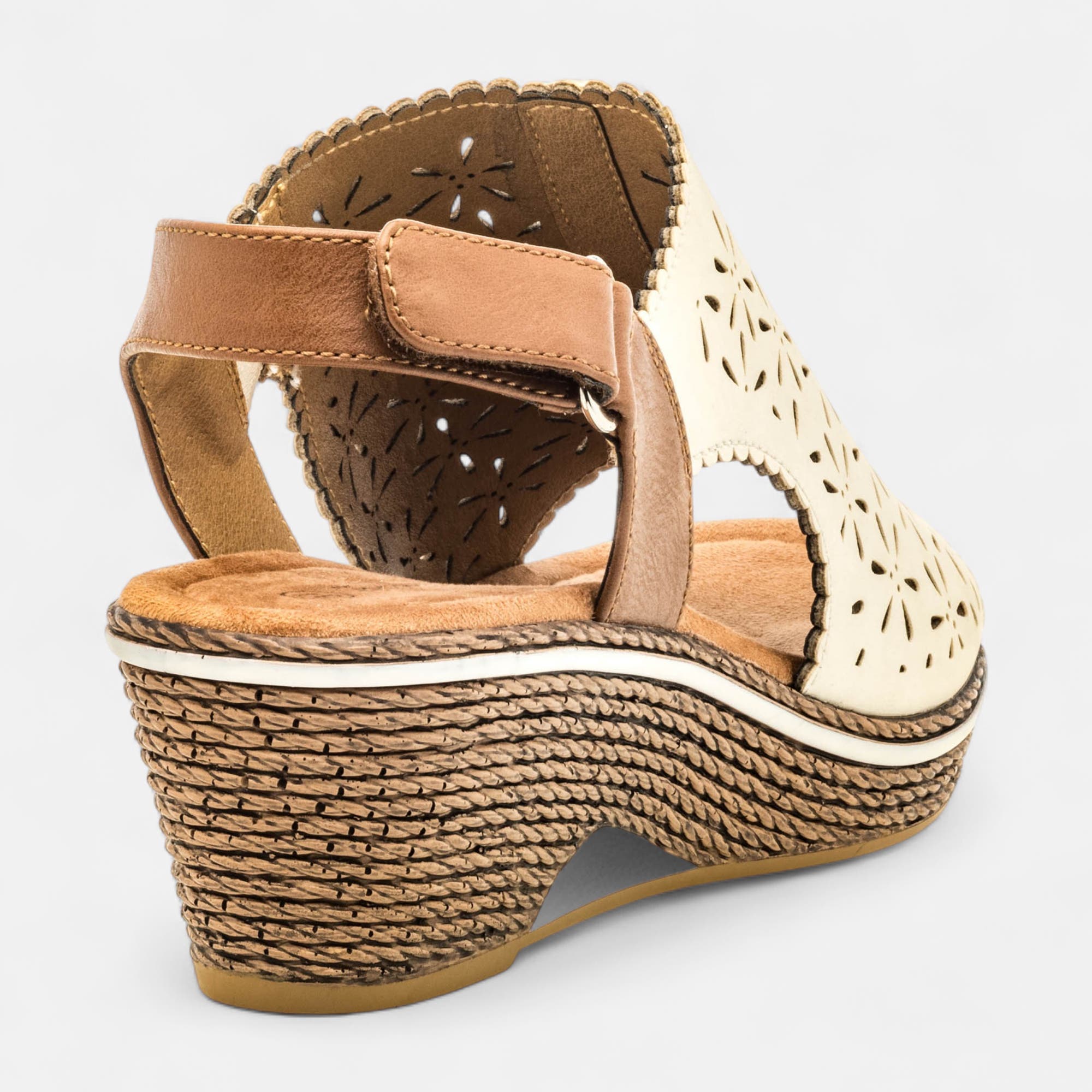 Nu-pieds à talon compensé Femme beige