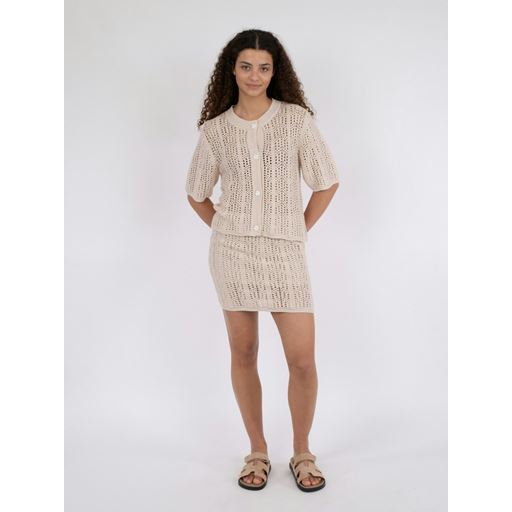 Neo Noir Ellen Crochet Knit Cardigan, Sand, 36