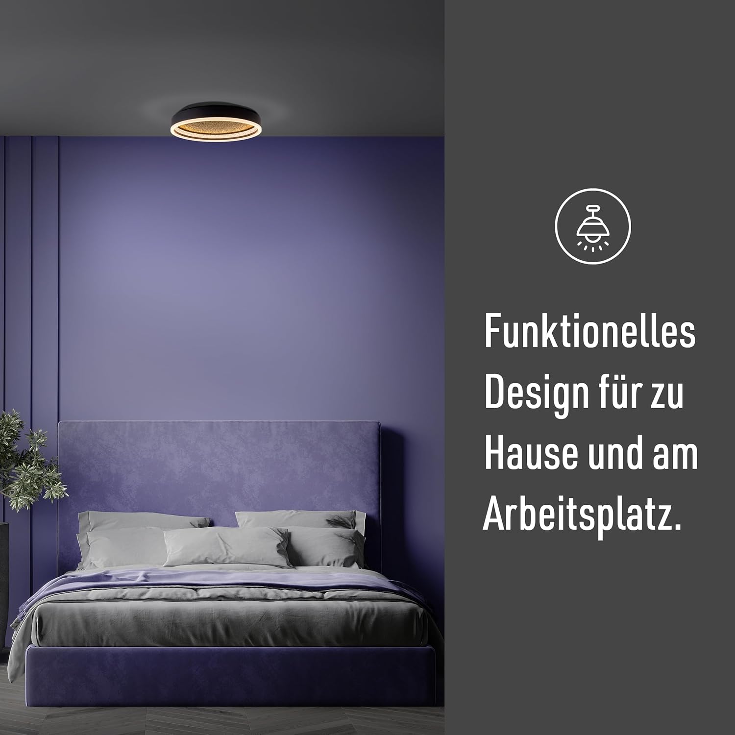 Näve Leuchten - LED Deckenleuchte Arany - Deckenlampe aus Metall und Kunststoff - Mit fest verbauten LEDs, Dimmbar - Schwarz, 40 cm
