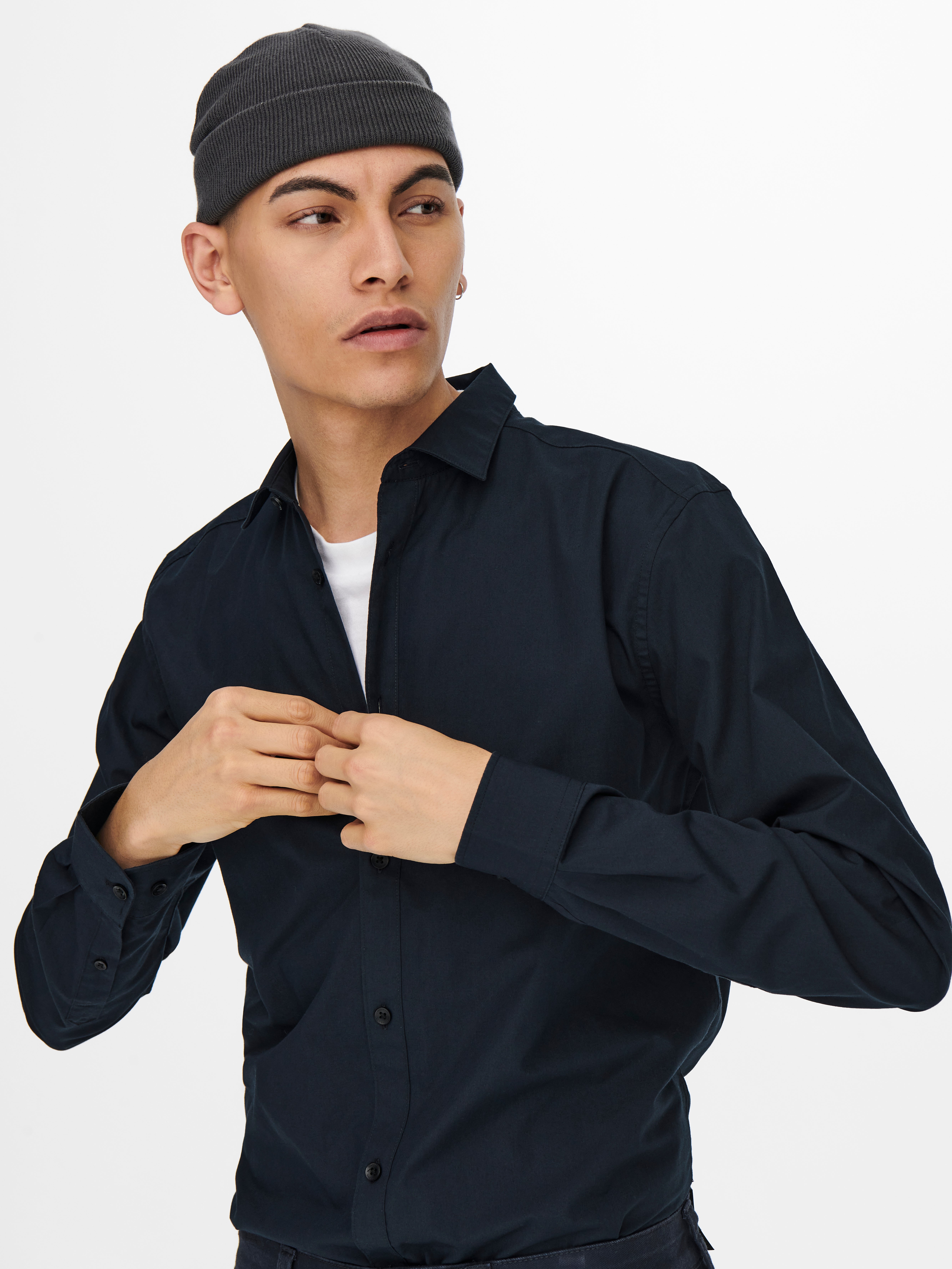 ONSSANE Popelin Hemd Dark Navy