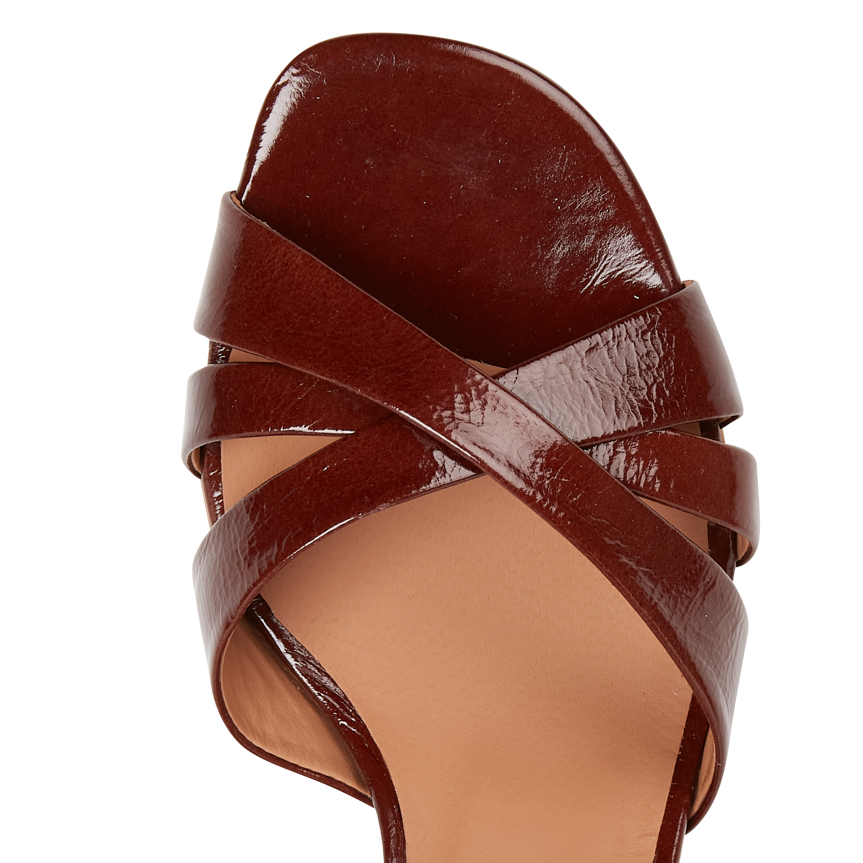 EMANUELA - Sandales à talons en cuir verni| Marron