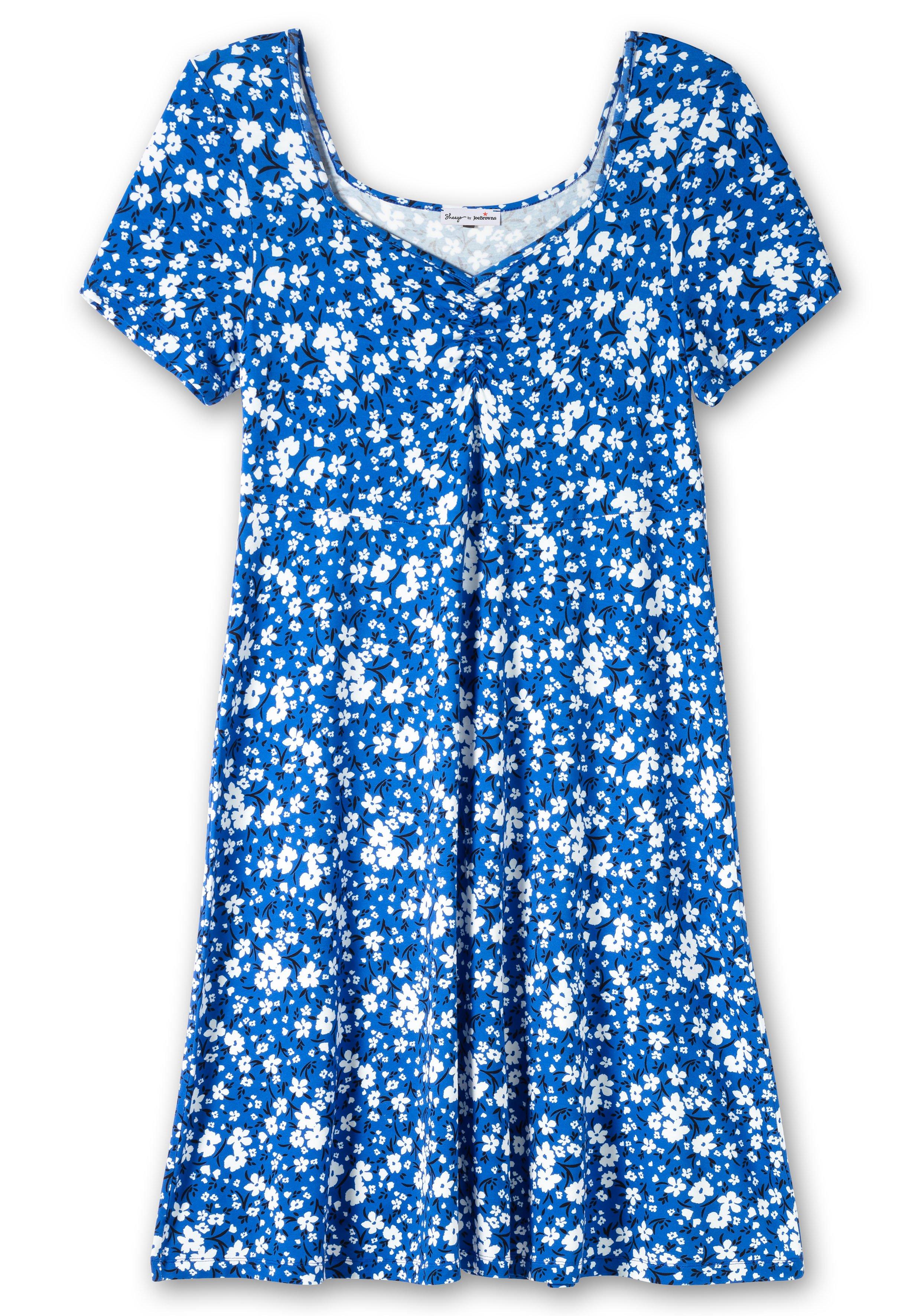 Jerseykleid mit Blumendruck und Herzausschnitt
