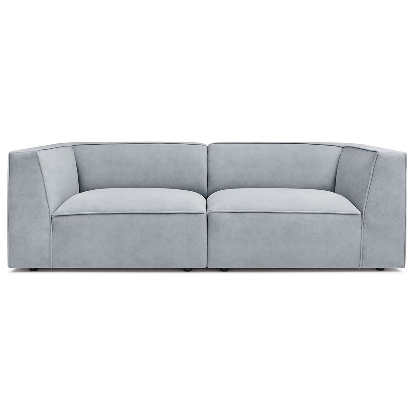 Bobochic Canapé droit fixe 3 places en Velours Molière gris clair - 233x99x71 cm