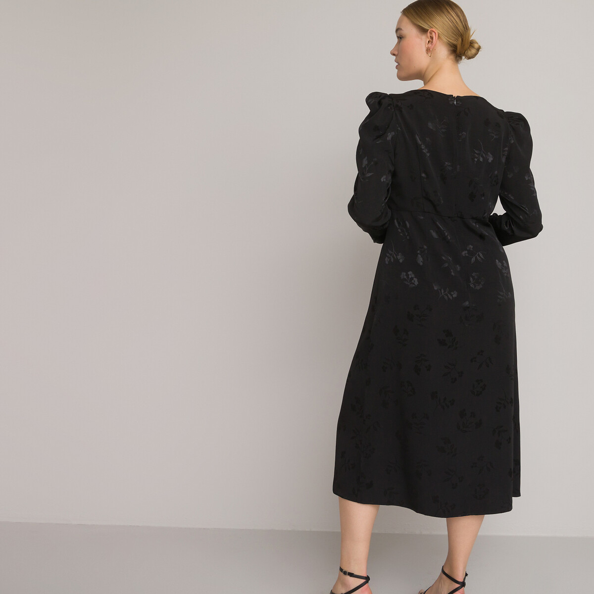 COLEÇÕES LA REDOUTE<br>Vestido longo jacquard, mangas compridas