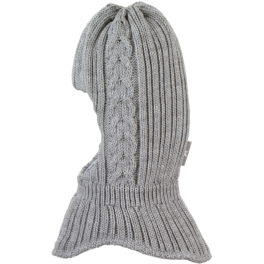 Sterntaler Schal-Strickmütze Zopf silber mel.