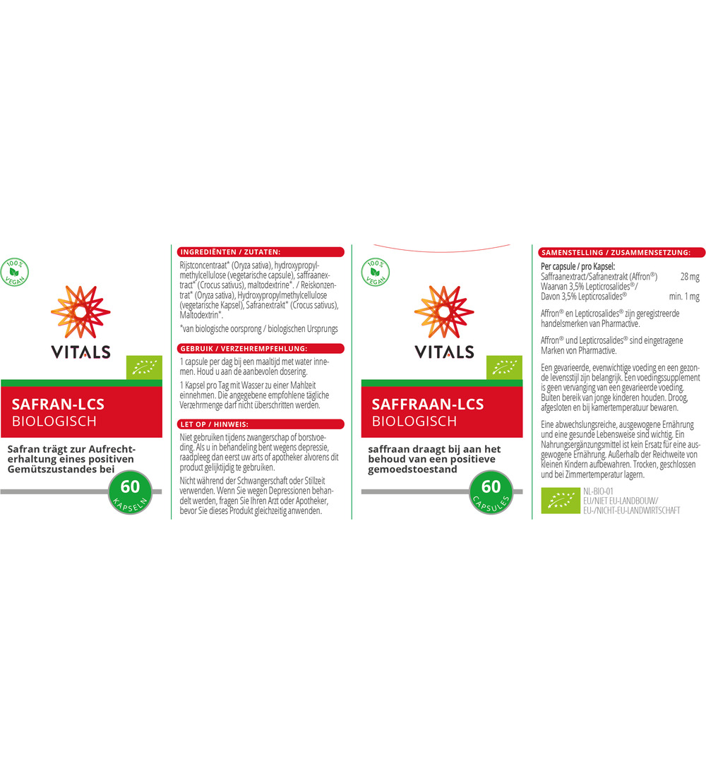 Vitals Saffraan-Lcs Bio (60 capsules)