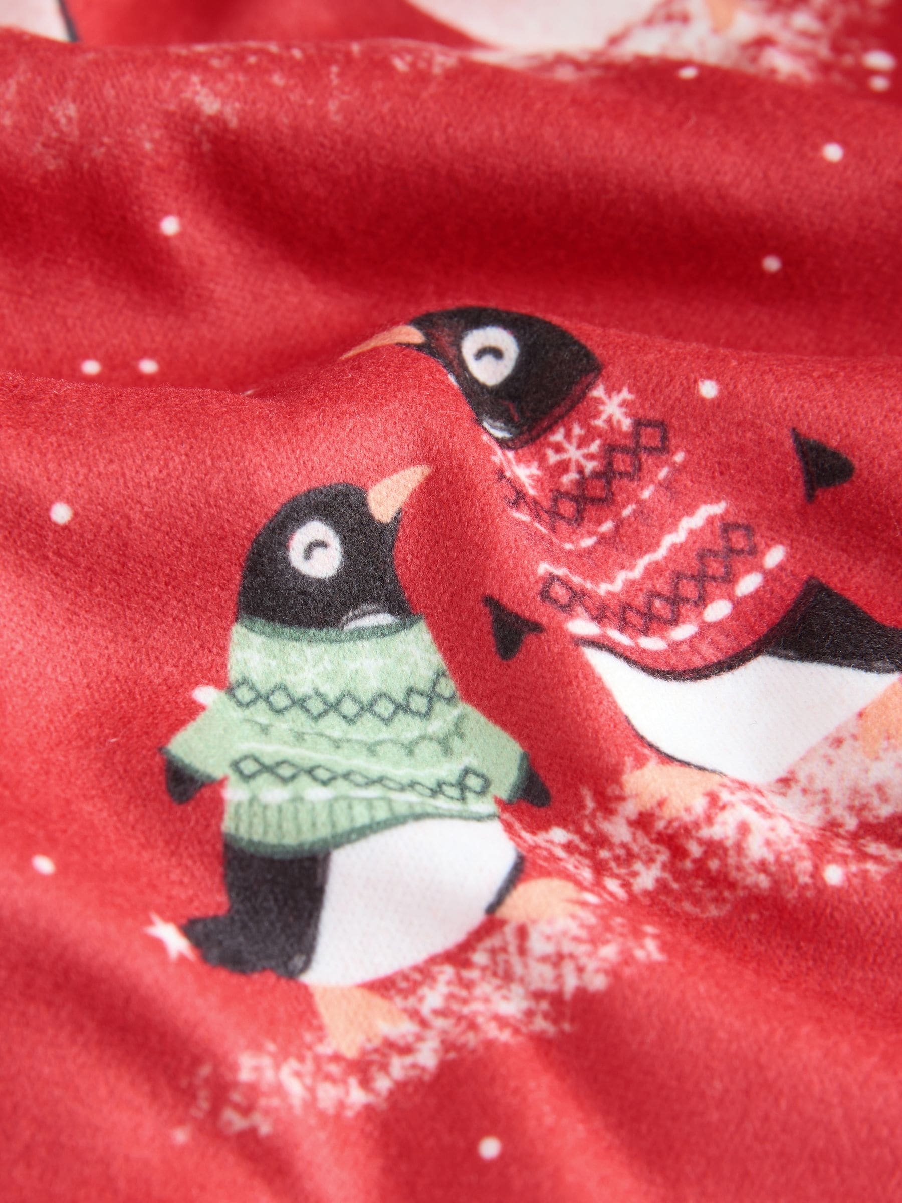 Rood pinguïn - Cosy Button Through Long Sleeve Pyjamas