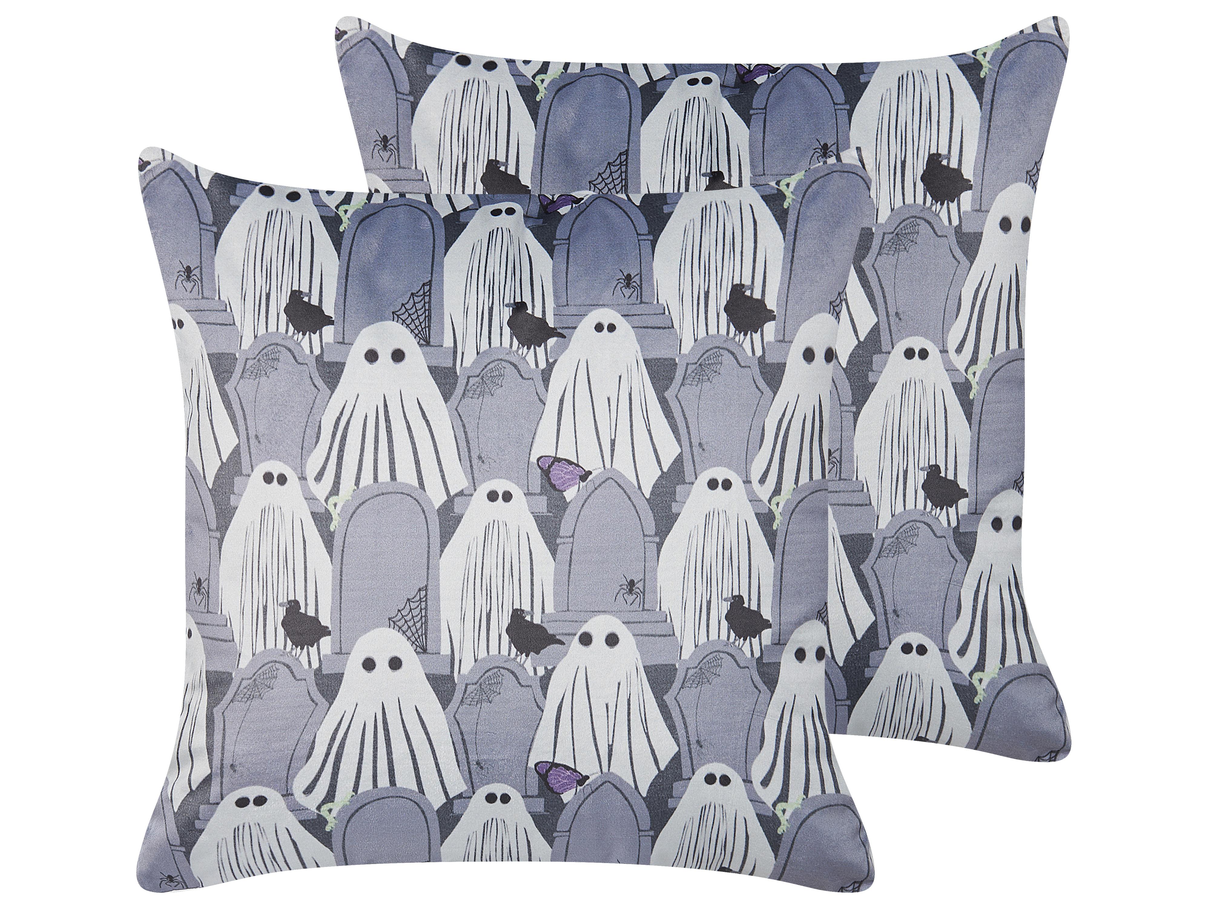 Set van 2 sierkussens FANATE Fluweel 45 x 45 cm Grijs abstract patroon