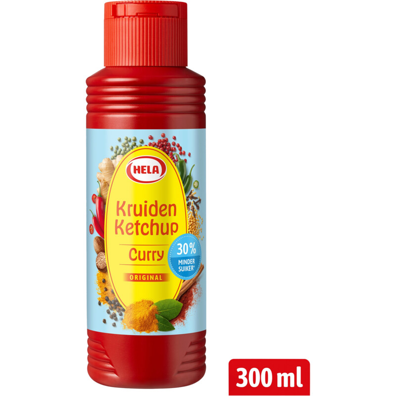 Hela Kruiden ketchup curry 30% minder suiker