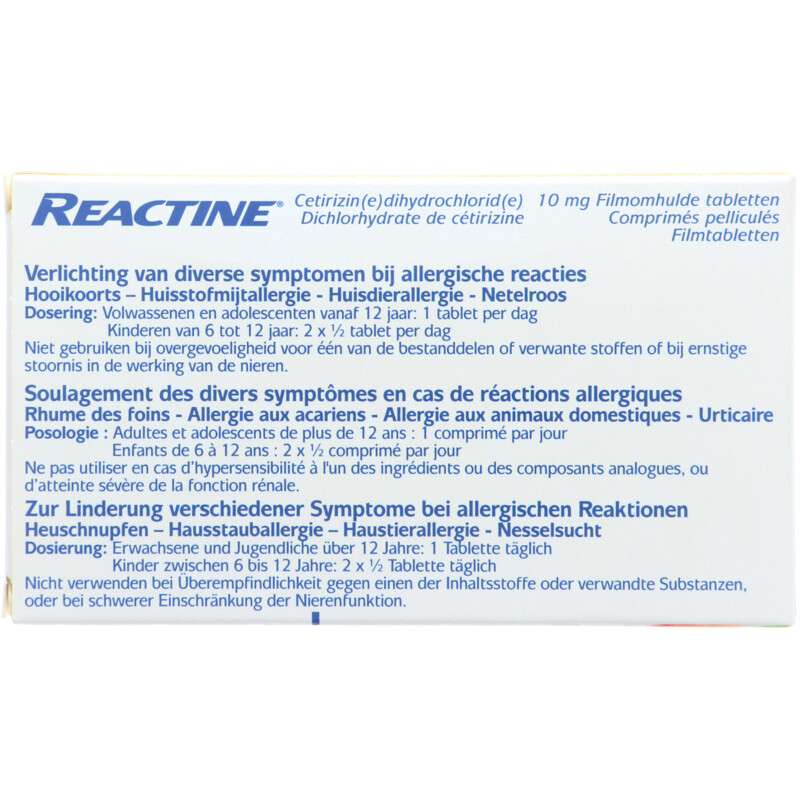 Reactine Hooikoortstabletten cetirizine 10mg
