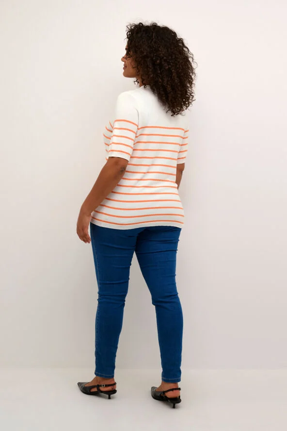 Kaffe Curve KCmalia Narrow Stripe Pullover Chalk / melon stripe