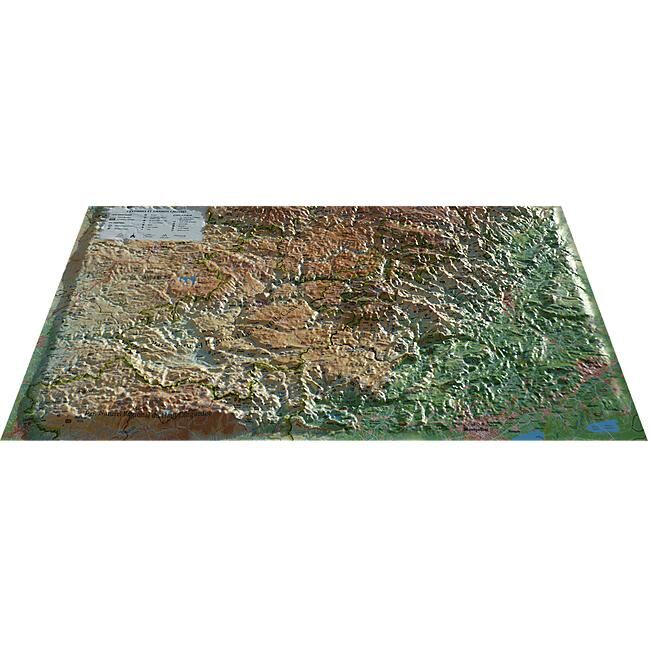 3D MAP - RELIEF CEVENNES ET GRANDS CAUSSES 61X41